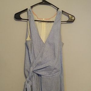 Striped Wrap Midi Dress